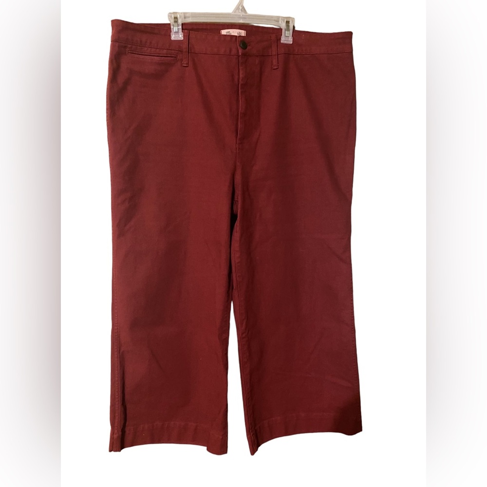 Madewell Denim Wide Leg Pants Women’s Plus Size 36T Tall 6X Maroon Pockets